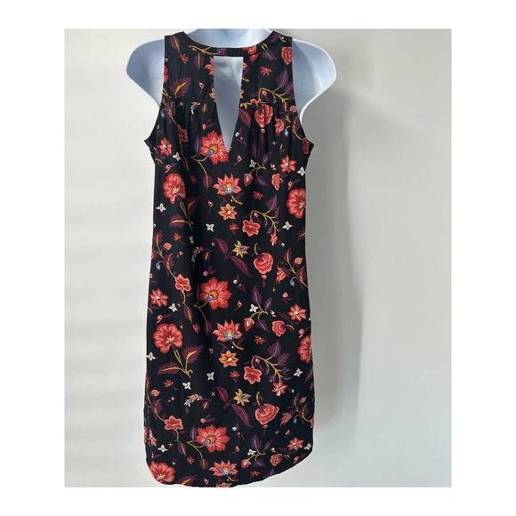 Old Navy Black Floral V Neck Sleeveless Shift Dress SP - Picture 7 of 7
